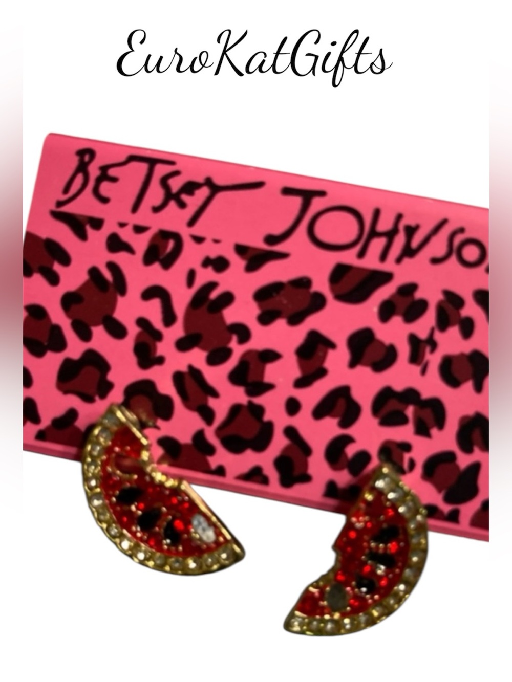 Betsey Johnson Watermelon Stud  Earrings Fruit Rhinestone NEW